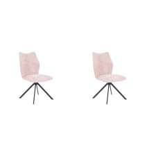 Pack de 2 Sillas Tapizadas en Tela Rosa, Patas Negras, Asiento y Respaldo Ergonómicos y Acolchados Medidas 63x48x93 cm