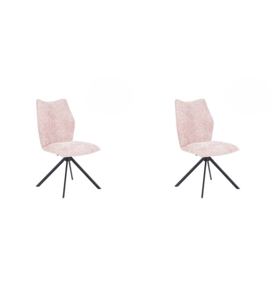 Pack de 2 Sillas Tapizadas en Tela Rosa, Patas Negras, Asiento y Respaldo Ergonómicos y Acolchados Medidas 63x48x93 cm
