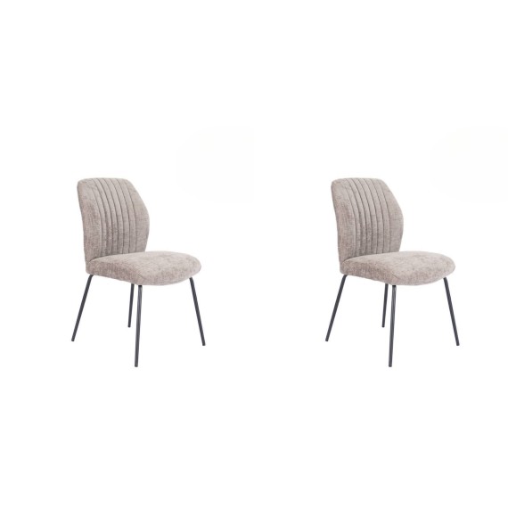 Pack de 2 Sillas Tapizadas en Tela Piedra con Patas en Acabado Negro, Asiento y Respaldo Ergonómicos, Medidas 61x47x89 cm