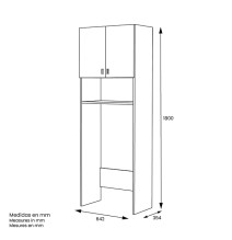 Armario Multiusos Fabricado en Melamina para Lavadora o Baño – 180 x 64 x 35 cm (alto x ancho x fondo)