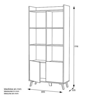 Estantería Decorativa, Librería, Separador Ambientes, Acabado en Roble y Blanco,171 cm (Al) x 80 cm (Anc) x 33,5 cm (Fon)