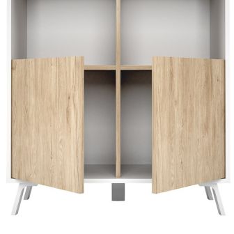 Estantería Decorativa, Librería, Separador Ambientes, Acabado en Roble y Blanco,171 cm (Al) x 80 cm (Anc) x 33,5 cm (Fon)