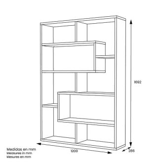 Estantería Geométrica Blanca para Salón con Múltiples Estantes – 169 x 120 x 28 cm (alto x ancho x fondo)