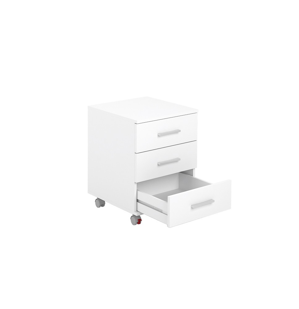 Cajoneras Para escritorio con ruedas 3 Cajones color blanco 58 x 45 x 44 Cm (alto x ancho x fondo)