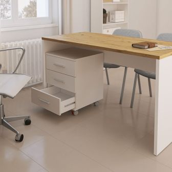 Cajoneras Para escritorio con ruedas 3 Cajones color blanco 58 x 45 x 44 Cm (alto x ancho x fondo)