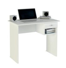Mesa de Escritorio y Trabajo en Color Blanco, 90x50x74cm - Con Cajón y Estante para Oficina o Estudio