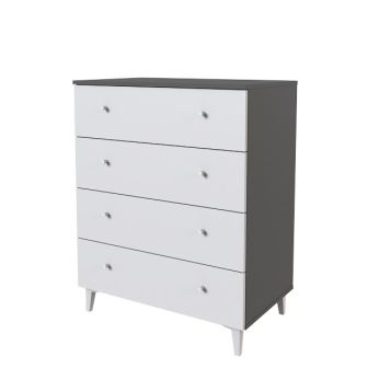 Cómoda con 4 Cajones, para Dormitorio, Acabado en Color Blanco, Medidas: 80 cm (Ancho) x 100 cm (Alto) x 48 cm (Fondo)