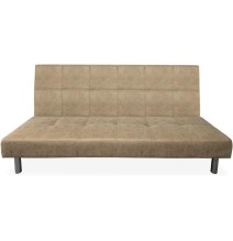 Sofá Cama 3 Plazas de Diseño Moderno, Estructura de Madera, Tapizado Color Piedra, 188x88x88 cm