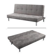 Sofá Cama 3 Plazas de Diseño Moderno, Estructura de Madera, Tapizado Color Cemento, 188x88x88 cm