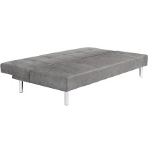 Sofá Cama 3 Plazas de Diseño Moderno, Estructura de Madera, Tapizado Color Cemento, 188x88x88 cm