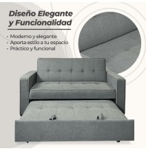 Sofá Cama 2 Plazas con Reposabrazos, Diseño Moderno y Elegante, Color Gris, 167x90x96,5 cm