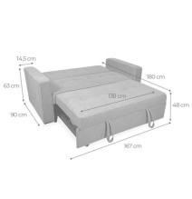 Sofá Cama 2 Plazas con Reposabrazos, Diseño Moderno y Elegante, Color Gris, 167x90x96,5 cm