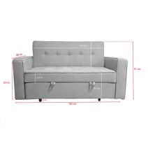 Sofá Cama 2 Plazas con Reposabrazos, Diseño Moderno y Elegante, Color Gris, 167x90x96,5 cm
