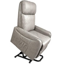 Butaca Relax Power Lift con Estructura de Madera de Eucalipto, Color Cemento, 74x100x88 cm