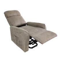 Butaca Relax Power Lift con Estructura de Madera de Eucalipto, Color Cemento, 74x100x88 cm