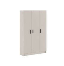 Mueble multiusos Armario auxiliar Color Beige – 3 Puertas, 4 Baldas y Espacio para Escoba Madera, Dimensiones 108x180x35 cm