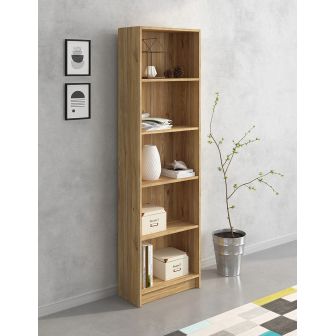 Meyvaser Librería Estantería con Cinco baldas en madera color Mauvella para salón 178,3x51,9x24,6 cm