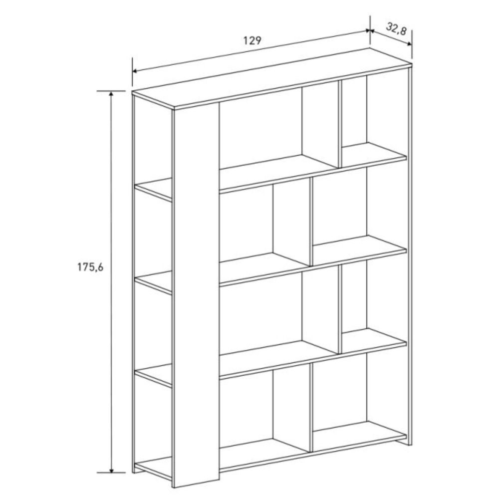 Estantería Decorativa, Librería, Separador Ambientes, Acabado en Color Beige, Medidas: 176 cm (Al) x 129 cm (Anc) x 33 cm (Fon)