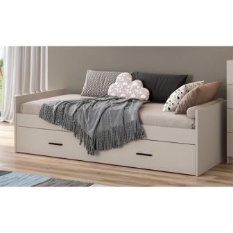 Cama Nido con 2 Cajón de Almacenaje – Beige y Negro, 202,6 cm Largo x 98 cm Ancho x 58 cm Alto, Alta Resistencia.