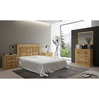 Cabezal para Cama de Matrimonio con patas, Color Mauvella Rayas, Medidas: 160 cm (Ancho) x 119,3 cm (Alto) x 3,8 cm (Fondo)