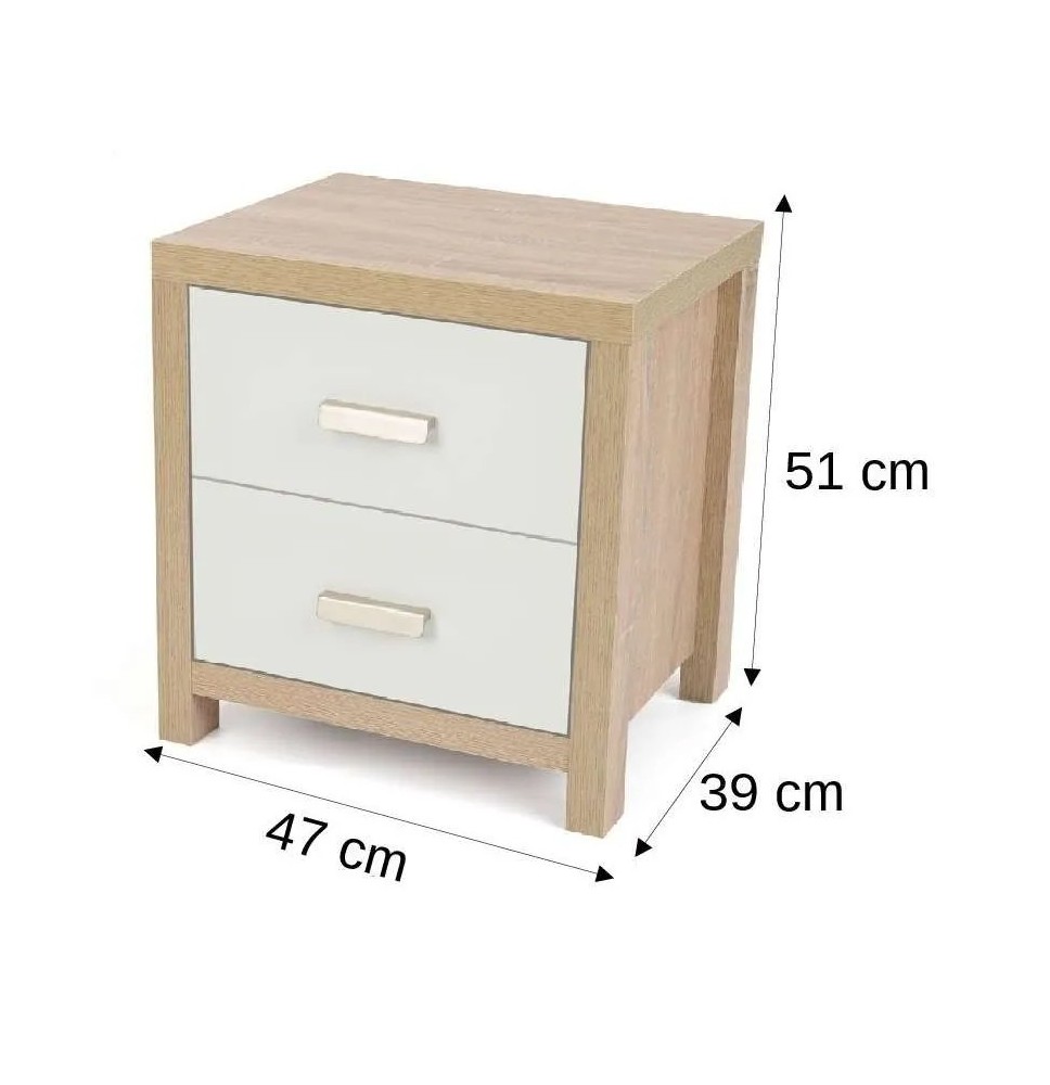 Mesita de Noche Modelo Sintra: Color Cambrian y Blanco, Conjunto 2 piezas